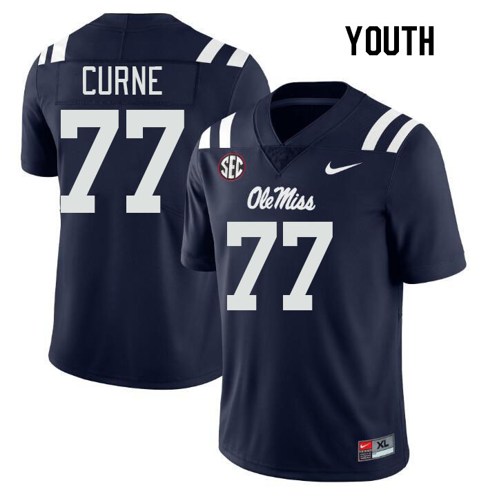Youth #77 Victor Curne Ole Miss Rebels College Football Jerseys Stitched Sale-Navy